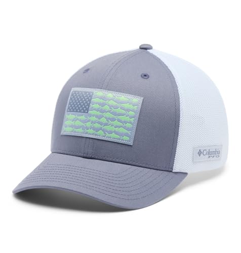 Image of Columbia Unisex PFG Fish Flag Mesh Ball Cap, New Moon /Fish Flag, L /XL