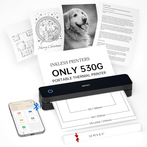 Image of iDPRT Portable Printer Wireless for Travel, Inkless Thermal Printers | Bluetooth Printers for Home,Office,Vehicles,Supports 8.5 inch x 11 inch US Letter&A4 Thermal Paper,Compatible with Phone&PC