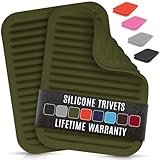 Zulay 2-Pack 9'x12' Silicone Trivets for Hot Pots & Pans – Heat-Resistant, Non-Slip Trivet Mats – Durable, Flexible, Multi-Purpose Hot Pads for Kitchen Counter & Table - Olive Green