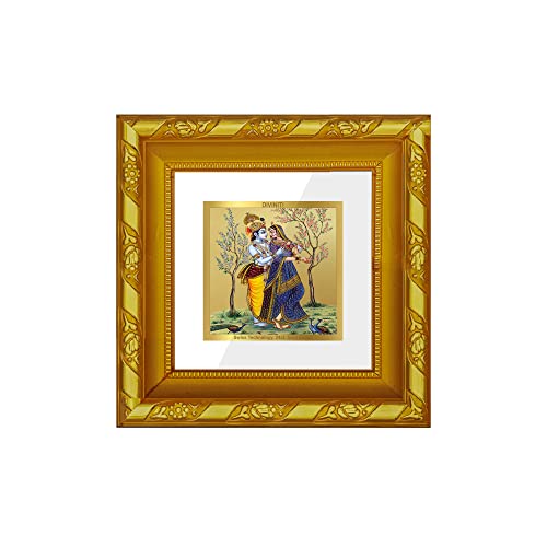 Image of Diviniti Radha & Krishna Gold Plated Wall Photo Frame, Table Decor| DG Frame 103 Size 1A and 24K Gold Plated Foil| Religious Photo Frame Idol For Pooja, Gifts Items (10.8 CM X 10.8 CM)