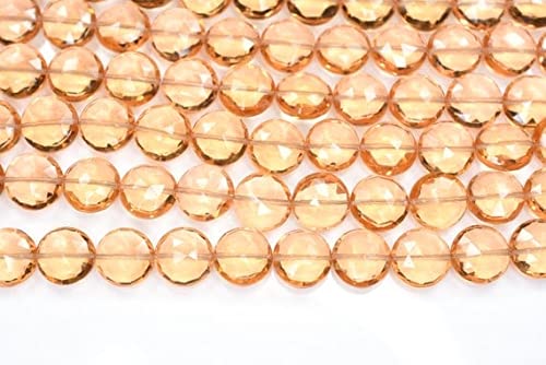 LKBEADS 18 cm 10 mm cytryn kolorowy kwarc fasetowany moneta briolette koraliki sznur 18 koralików