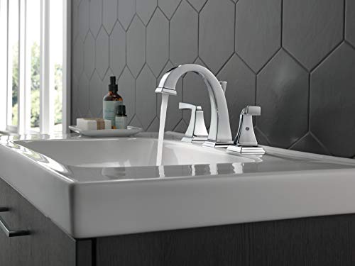 Image of Delta Dryden Chrome Bathroom Faucet 3 Hole, 8 Inch Widespread Bathroom Sink Faucet for Vanity, Metal Push-Pop Drain Assembly, Chrome 3551-MPU-DST