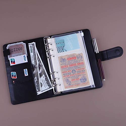 Antner A6 Pu Leather Notebook Binder (Black) Bundle | 12 Pieces A6 Size Binder Pockets #TOP2