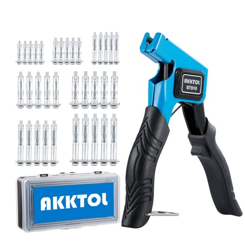 Akktol Hollow Plaster Wall Drywall Anchor Setting Tool With 35 Pcs Molly Bolts In 7 Sizes Heavy Duty, Storage Box Included #TOP24