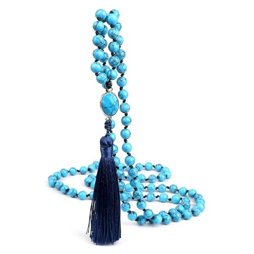 Collier à pompon malachite turquoise, bracelet perles 8mm extensible pour femme