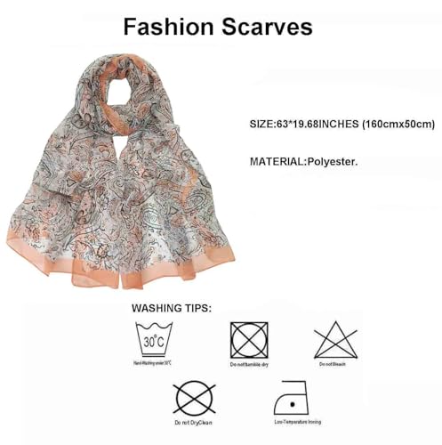 Image of Pokeedioty Scarfs for Women Lightweight Scarves Elegant Floral Pattern Sheer Scarfs Shawls Wraps