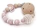 Schnullerkette/Nuckelkette/Schnullerband/Kinderwagenkette mit Namen für Mädchen aus Holz/Silikon als Babygeschenk zu Geburt/Taufe personalisiert rosa mit Regenbogen