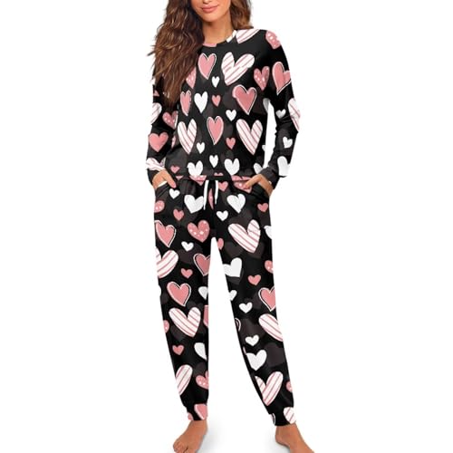Image of Women's Pajamas Set Soft 2 Piece Loungewear Long Sleeve Pj Set Matching Sleepwear with Pockets for Women Plus Size