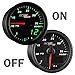 MaxTow Double Vision 35 PSI Turbo Boost Gauge Kit - Includes Electronic Pressure Sensor - Black Gauge Face - Green LED Illuminated Dial - Analog & Digital Readouts - for Trucks - 2-1/16