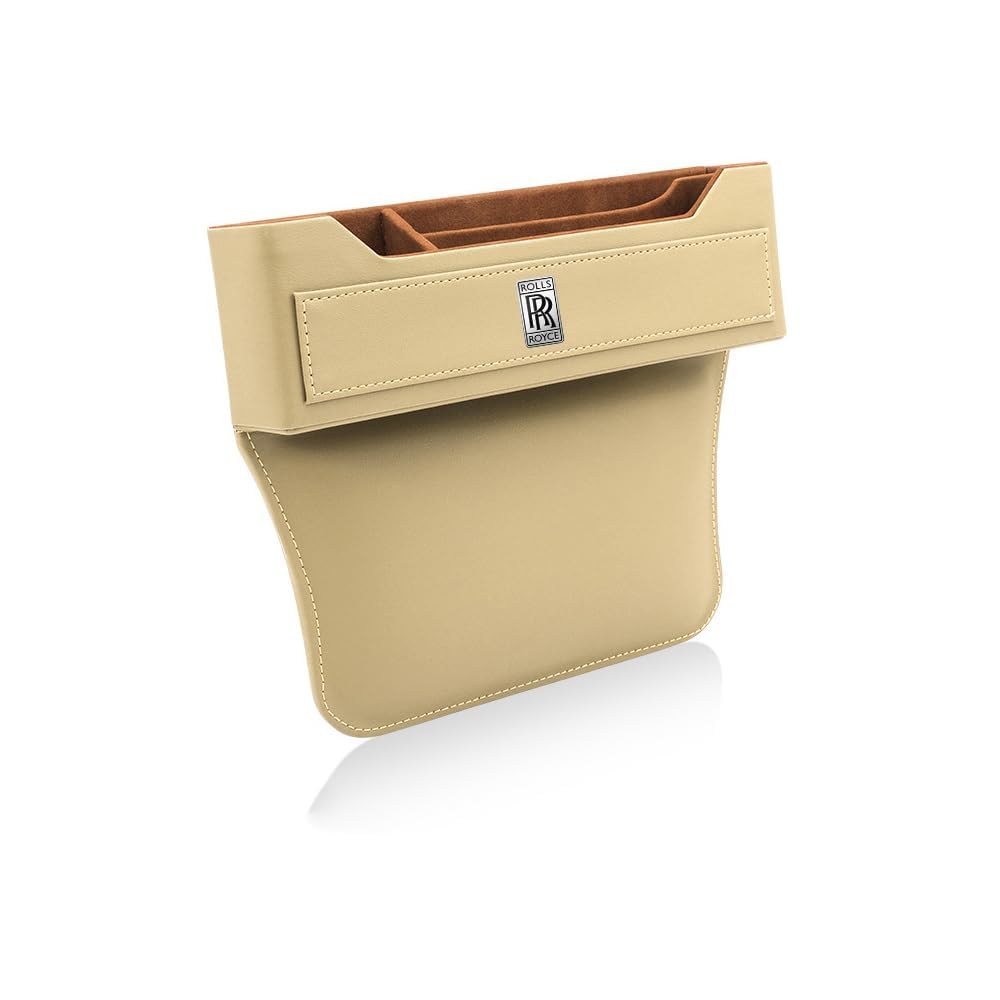 Car Storage Box for Rolls-Royce Phantom Ghost Cullinan Wraith Dawn Side Slot Pocket Car Seat Storage Box Emblem Interiors Accessories,Beige