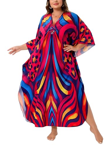 Image of Kaftan Dress for Women - Plus Size Caftan Maxi Beach Dress Moo Moos Loungewear, Swimsuit Cover Up for Beach, Pool or Vacation