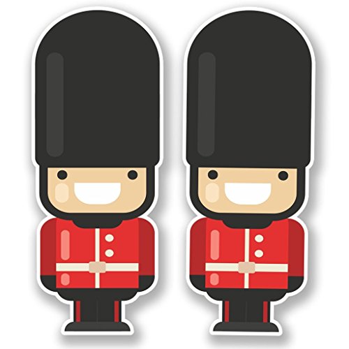 Image of 2 x 15cm/150mm London Queen's Guard Soldier Vinyl SELF ADHESIVE STICKER Decal Laptop Travel Luggage Car Bike Sign Fun #6641