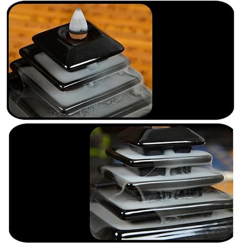 Image of Ceramic Backflow Smoke Fountain Incense Holder for Home Decor Gifts with 30 Smoke Cones by Craftam