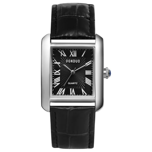 JewelryWe - Reloj de Pulsera de Cuero con números Romanos, Reloj de Cuarzo Vintage para Hombre y Mujer, Regalo para él o Ella, Black B Men JewelryWe - Reloj de Pulsera de Cuero con números Romanos, Reloj de Cuarzo Vintage para Hombre y Mujer, Regalo para él o Ella, Black B Men