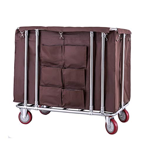 車輪付き洗濯かご 頑丈なローリング式ランドリーソーターカート(収納バッグとステンレススチールフレーム付き)、90x60x85cm、マルチカラー(Brown)