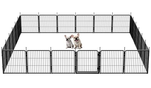 SunsGrove Dog Playpen with Wider Door, Heavy Duty Dog Pen, Anti Rust Dog Fence, Easy Insert into Soil, Pet Playpen for Yard RV Camping (24 inch, 24 Panels)