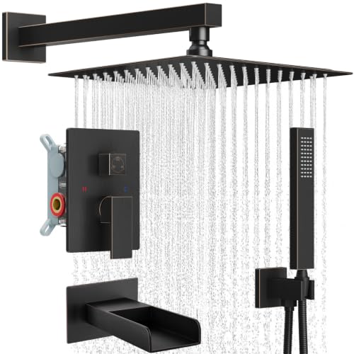 Midanya Tub Shower Faucet Set with Handheld Spray,12 Inch Oil Rubbed Bronze