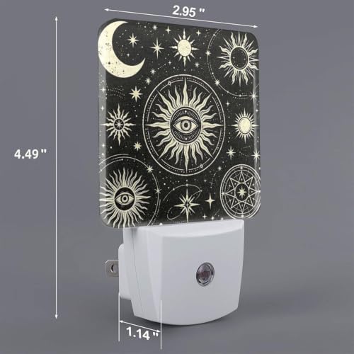 Image of Sun Moon Stars LED Plug-in Night Light 2 Piece Set for Bathroom