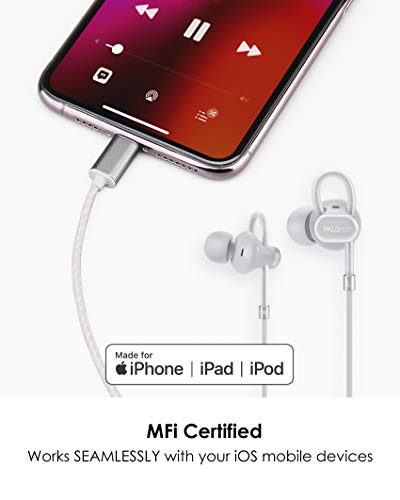 Palovue Lightning Headphones Earbuds Earphones With Microphone Controller Mfi Certified Noise Isolation Compatible Iphone 14 13 12 11 Pro Max Iphone X Xs Max Xr Iphone 8 P Iphone 7 P Neoflowcolor Grey #TOP1