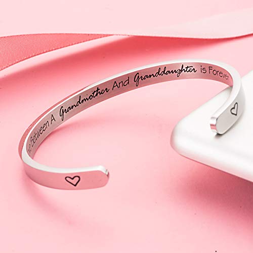 The Love Between a Grandmother And Granddaughter Is Forever Grandmother Quote Cuff Bracelet Christmas Gifts Wedding Jewelry (Bangle - Grandmother & Granddaughter)2