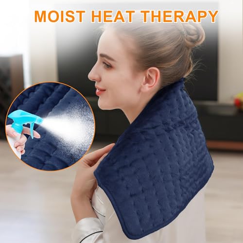 Image of Deepsoon Heating Pad,Electric Heating Pads for Back,Neck,Moist Heating Pad for Abdomen Shoulder Knee Legs,Dry /Moist Heat&Auto Shut Off,Mother's Day Birthday for Men and Women,Navy Blue,24x12 Inch