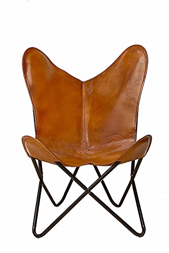 cuero Handmade Living Room Buffalo Leather Chair, Home-Decor, Butterfly Chair