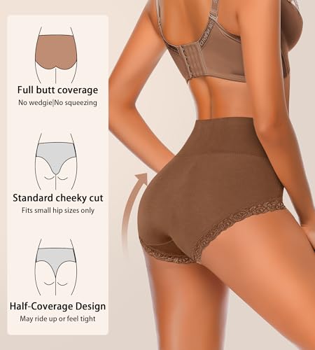 Image of Women's Cotton Underwear,Ladies Soft Stretch Tummy Control Comfy No Muffin Panties Boyshorts