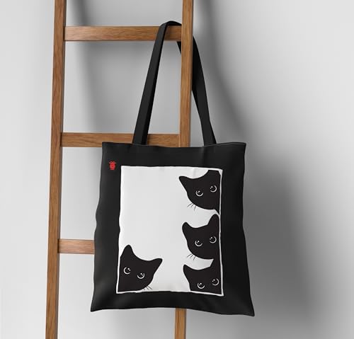Image of ZORI Black Tote Bag With Pocket Printed Designed Canvas Tote Bags For Women large capacity,Tote bag For Shopping, College, Travel, More Canvas Handbag For Unisex Bag