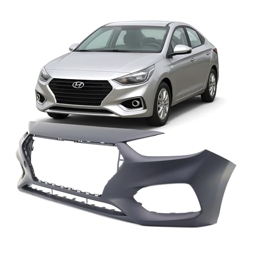 Image of FitParts Compatible with Hyundai Accent 2018-2021 Front Bumper Cover | Primed, With Fog Light Holes, Sedan /Hatchback, SEL SE GL GLS Limited Hatchback, Ready to Paint, OEM 86511J0000, HY1000224