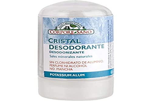 Corpore Sano - Desodorante Cristal Mineral, Piedra de Alumbre, Elimina el Mal Olor, Hasta 24h de Protección, 100% Ingredientes Naturales, Vegano, Sin Alcohol, Fragancia ni Parabenos, 60gr