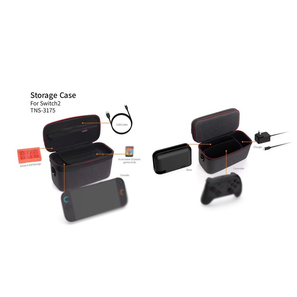Custodia rigida portatile per Nintendo Switch 2, custodia da viaggio in EVA con rivestimento morbido, 29 x 16 x 17 cm, nero