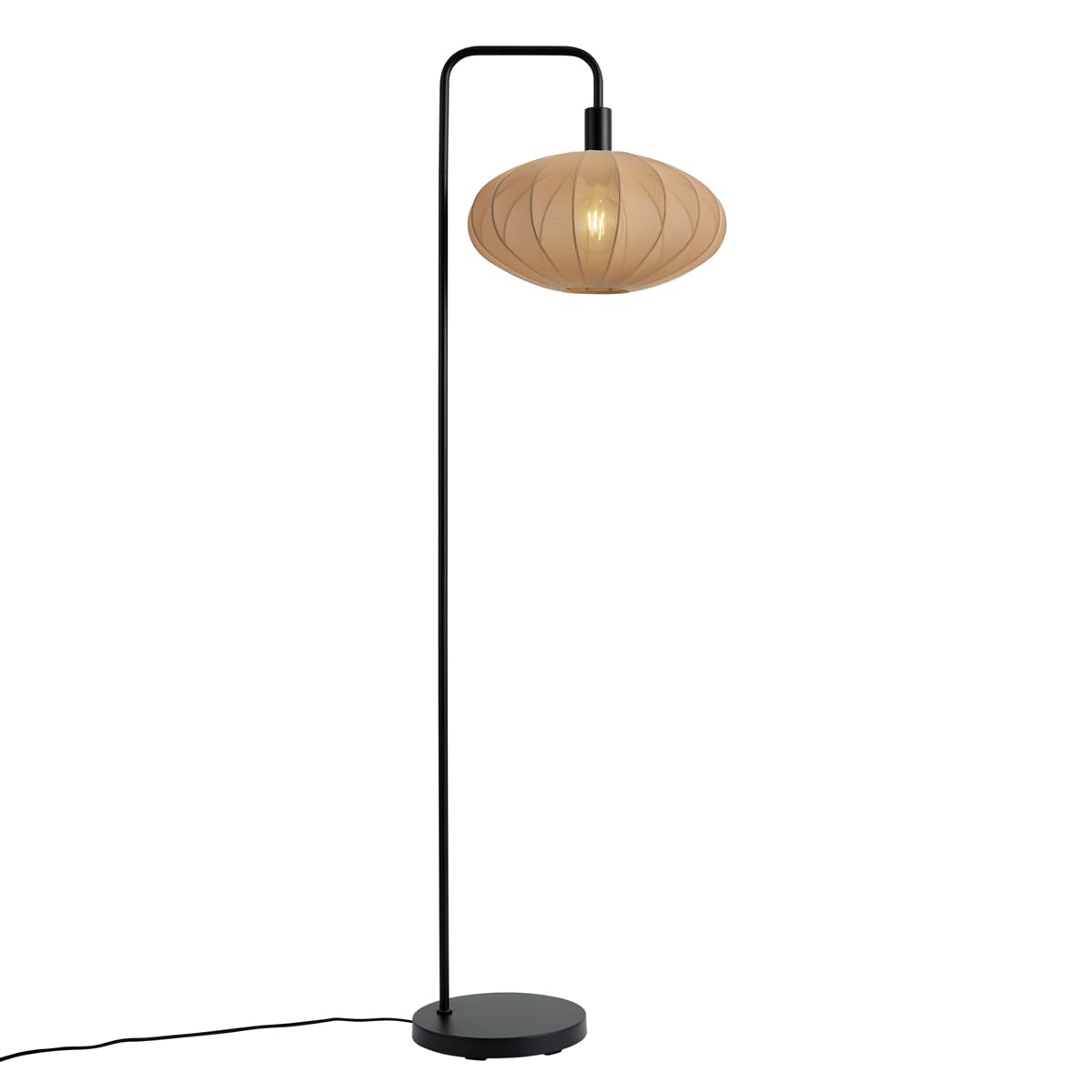 Qazqa Black Japandi Floor Lamp With Shade, Standing Lamp - Bida - Max. 15W, E27, 160Cm, Living Room