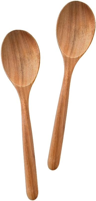 Wooden Spoons for Cooking, Wood Spoon Set of 2, Kitchen Serving Ladle Scoop Utensil, Heat Resistant Nonstick Cookware Server Spoon,Stirring Food, Mixing Salad, Easy to use