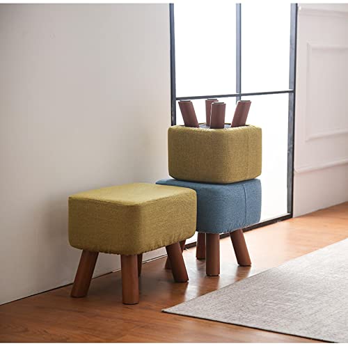 Tabouret pouf en lin gris clair aux finitions soignées - 3