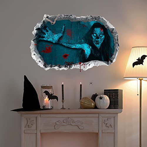 Halloween Wall Stickers Removable, Halloween Wall Decals Witch 3D Scary Wall Stickers For Bedroom, Ghost Wall Decor Posters Removable Halloween Ghost Art Murals Decorations Party Supplies #TOP5