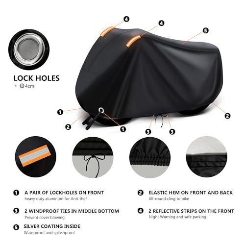 Bike Covers Outdoor Storage Waterproof for 2 Bikes,Durable Fadeproof Polyester Oxford Cloth,Rain Sun Dust Wind Proof,Weatherproof Covers for Electric Mountain Road Bicycles e-Bike