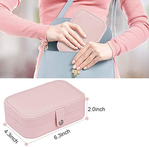 Yonzone Small Jewelry Box Travel Jewelry Organizer Mini Jewelry Storage Case For Women Girls Gift, Faux Leather Double Layer Portable Jewelry Boxes For Necklace Earring Ring, Pink #TOP4