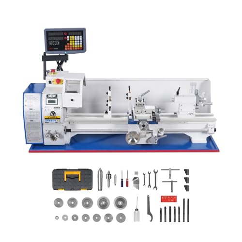 Mechmaxx 1.5'' Spindle Bore Metal Lathe Machine with DRO 10'' x 30'' High Precision Benchtop 0-2000 RPM Variable Speed Metal Working Machine 1.5HP Small Lathe without Stand, Model 1030VD
