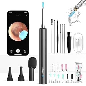 Ear Wax Removal Tool Camera,Ear Cleaner with Camera,Ear Wax Cleaner with Camera,7 Ear Pick,10pcs Bebird Replacement Tips,1080p Ear Camera,6 Led Lights,Earwax Removal Kit for Daily Ear Canal Cleaning
