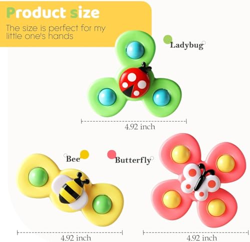 Image of Toy Imagine Insect-Themed Suction Spinner Toys for Babies & Toddlers - Fidget Toys for Kids 0 to 5 Years - Travel-Friendly Baby Toys (Insect-Themed-2)