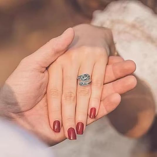 coadipress Vintage Hummingbird Ring Adjustable Silver