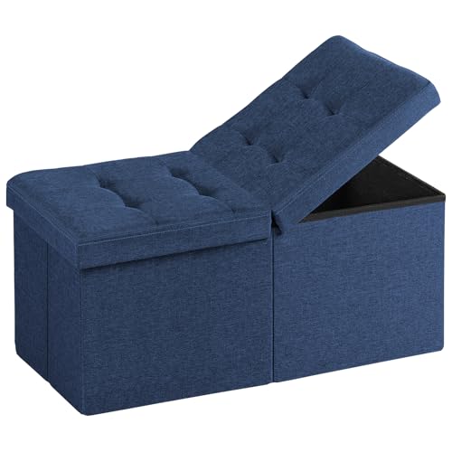 Image of 30-INCH Ottoman with Storage, Footrest Storage Bench, End of Bed Bench Coffee Table for Living Room, Bedroom, Entryway (Blue)