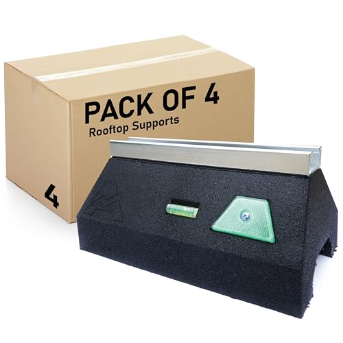 (4 Pack) Rooftop Block Support – Single Base with Channel | Heavy-Duty Recycled Rubber Mount | UV-Resistant | for Pipes, Conduits, HVAC, Solar, Cable Trays