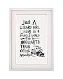 Just A Wizard Girl' Quotes Harry Potter Framed Print With Mount Best Gift Idea for Harry Potter Fans...