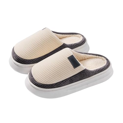 Pantuflas de casa para mujer, para invierno, uso doméstico, suela gruesa, cálidas, antideslizantes, acogedoras, cómodas para otoño e invierno, 04 Gris, 38.5 EU