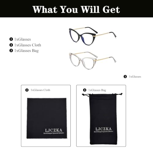 Image of LJCZKA Blue Light Blocking Glasses Women Anti Eye satrain Computer Cat eye Eyeglasses Cateye Clear Frame