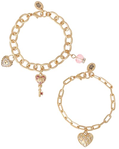 Image of Juicy Couture Charm Bracelets for Women 2-Piece Set, 7.5" Gold-Tone Charms, 7.5 Inches, Costume, no gemstone