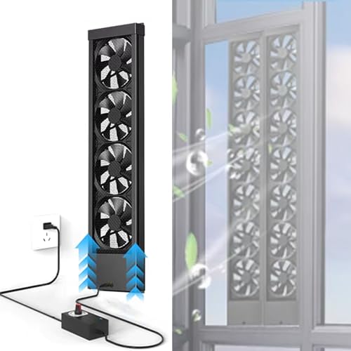 Image of 23.6-25.6 Inch Vertical Window Fan For Sliding Windows - Waterproof Window Exhaust Fan No Tool Installation With Living Rooms Bedroom Kitchen Bathroom Attics Hot Areas(0-2800 Rpm)