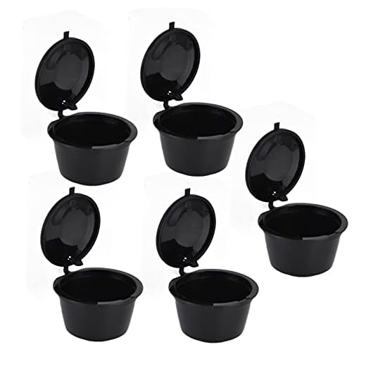 Haofy Cápsulas De Café, 5 Filtros De Café Reutilizables, Tazas De Cápsulas Recargables con Cuchara Medidora, Aptas para Modelos Dolce Gusto Melody Genio Mini Me(Negro)