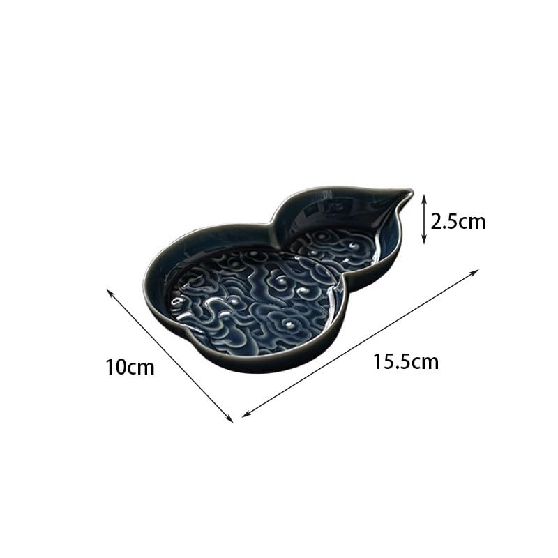 Bandeja de cerámica para Servir té, Bandeja roja para Pasteles, Bandeja Ligera de Lujo para Frutas, Soporte para ollas de Estilo Chino, bandejas para Preparar té en seco para Comer en el Regazo (B)